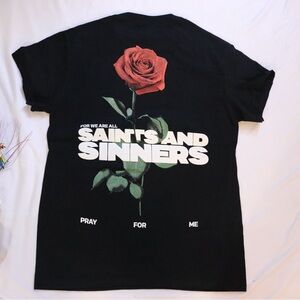 OTL Saints And Sinner with Red Rose Graphic Tee. NWOT